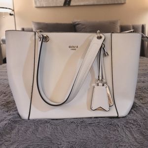 Guess Faux-Leather Handbag in White/Gold